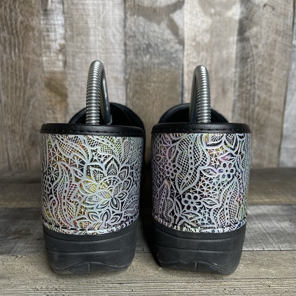 Womens Dansko XP 2.0 Lacey Iridescent Leather Floral Comfort Clogs Size EU 40 - Picture 4 of 9